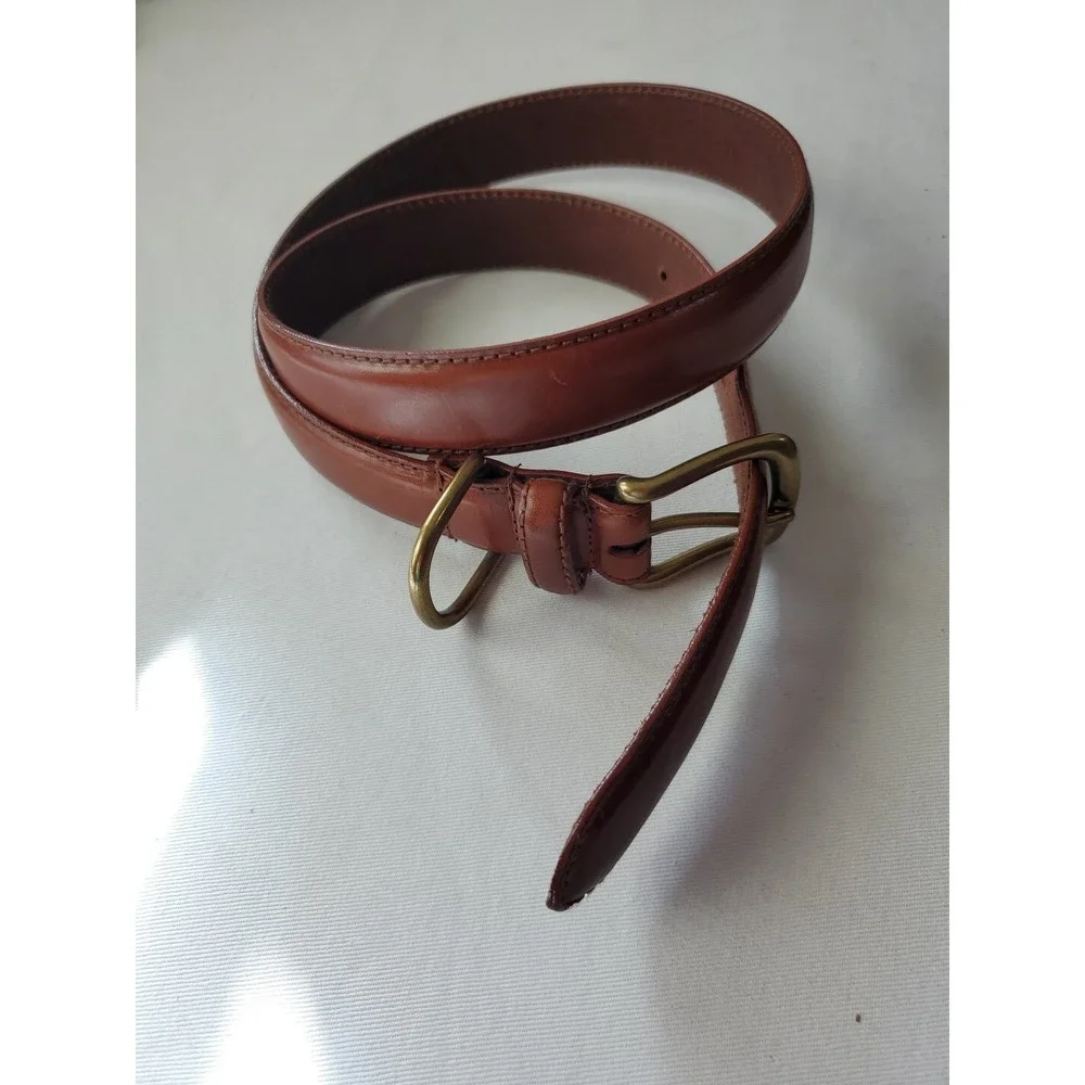 Campaign Est 1879 Genuine Leather Belt Brown‎ Brass Color Hardware Men Sz Small